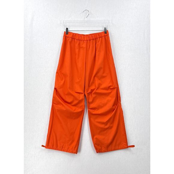 ENZA COSTA Poplin Pull On Flight Pants Women Medium Orange Wide Straight Leg NEW - Picture 1 of 14